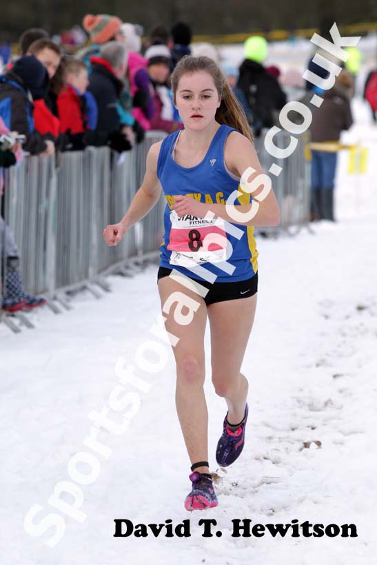Lydia Turner (Birtley) finishing 3rd in the under-17s womens Northern Cross Country Championships.